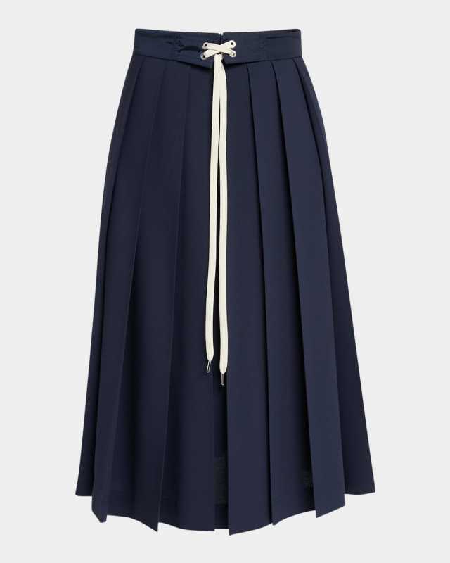 Pleated A-Line Midi Skirt